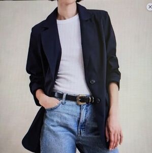 BANANA REPUBLIC | Unlined Poplin Blazer Navy